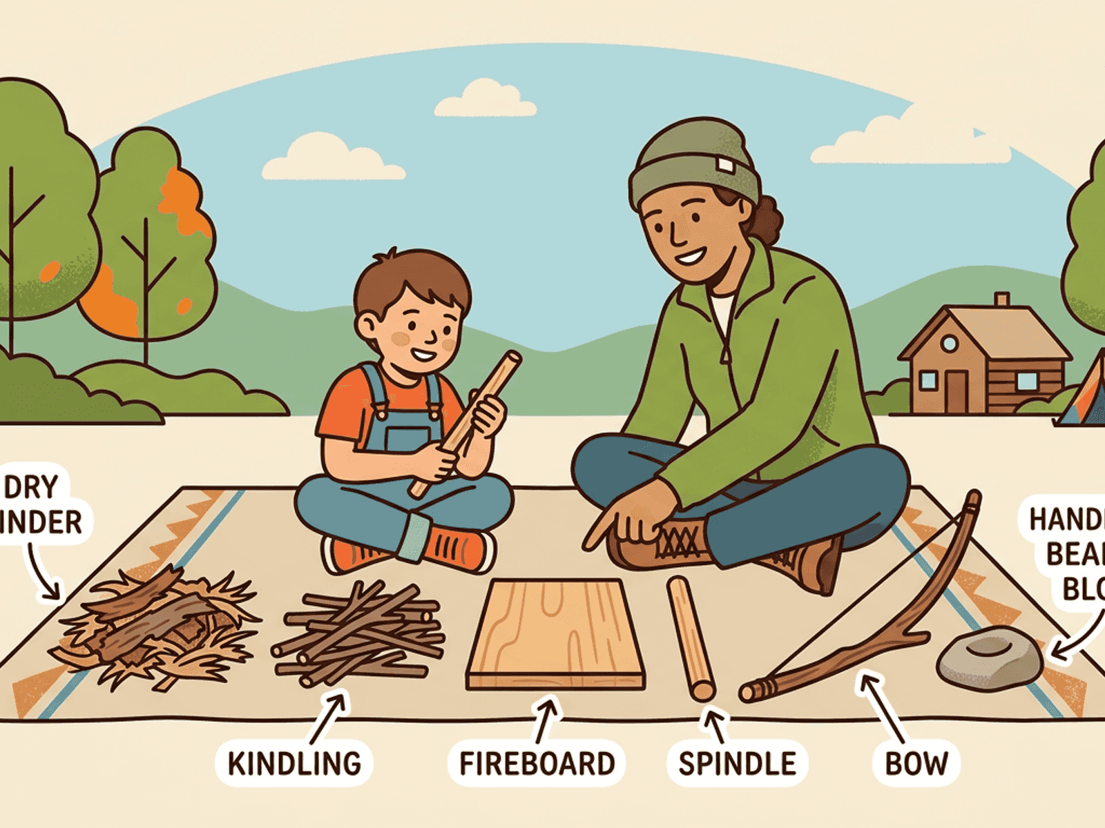 Step 1: Gather dry tinder, kindling, and tools